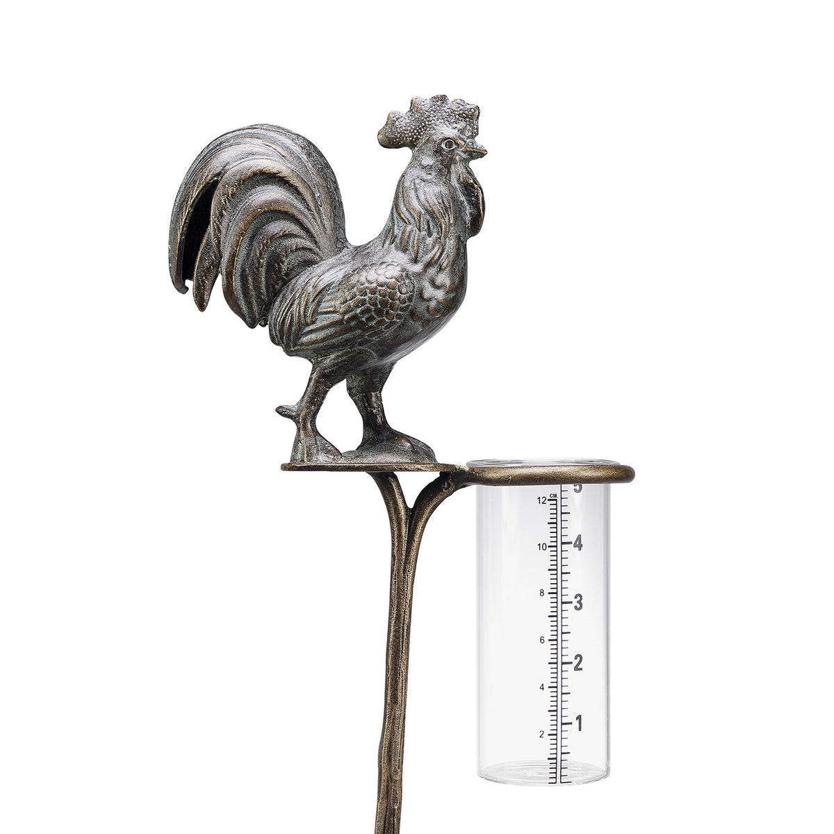 Rooster Rain Gauge Garden Stake