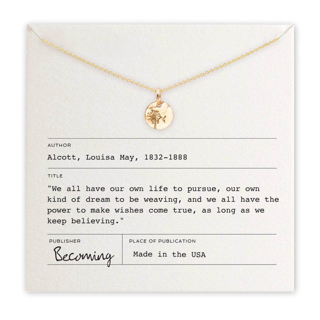 Louisa May Alcott Dandelion Wishes Necklace – Silver or Gold