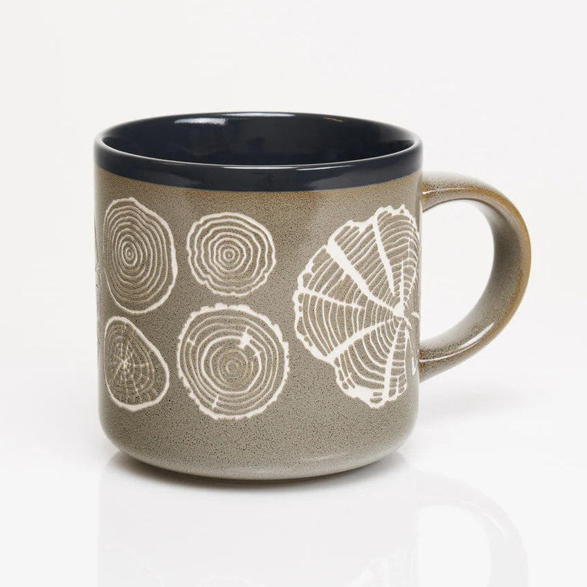 Tree Rings Hand Carved 15 oz Ceramic Mug