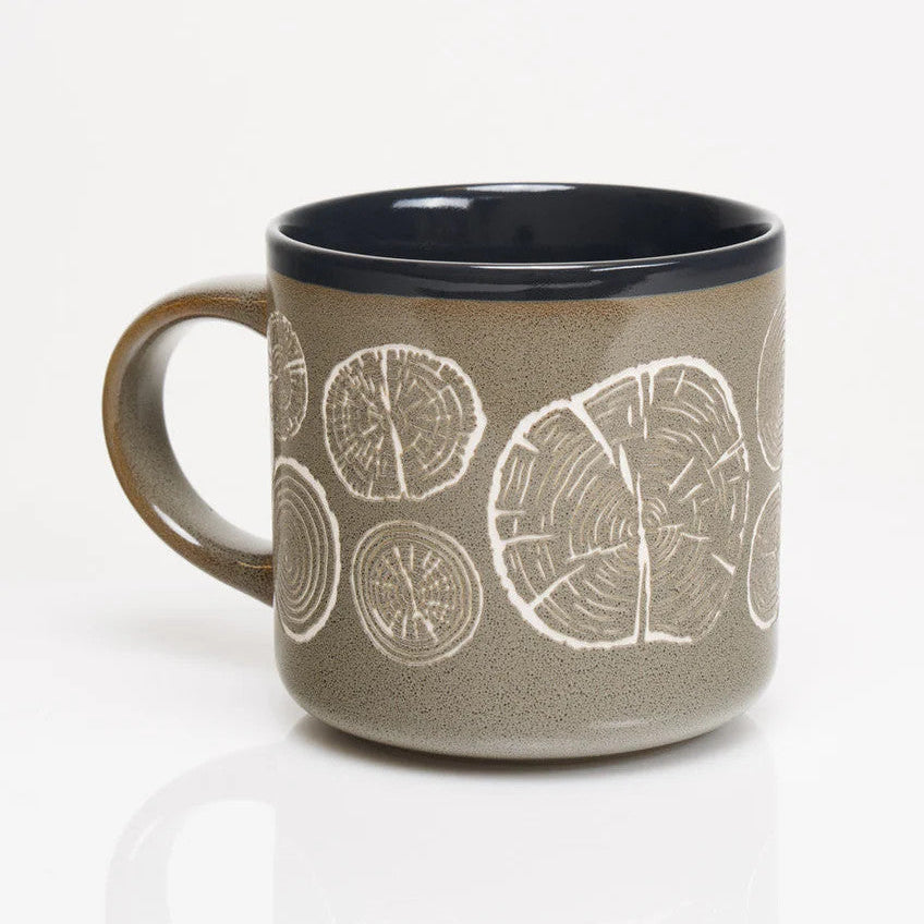 Tree Rings Hand Carved 15 oz Ceramic Mug - Image 3
