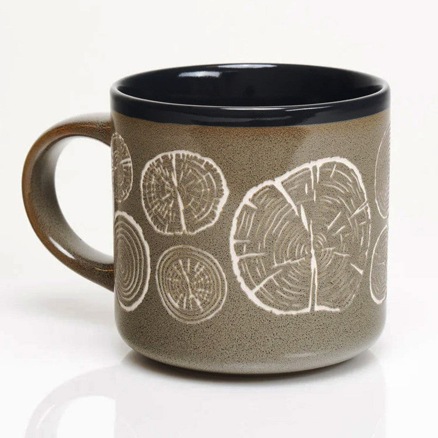 Tree Rings Hand Carved 15 oz Ceramic Mug - Image 2