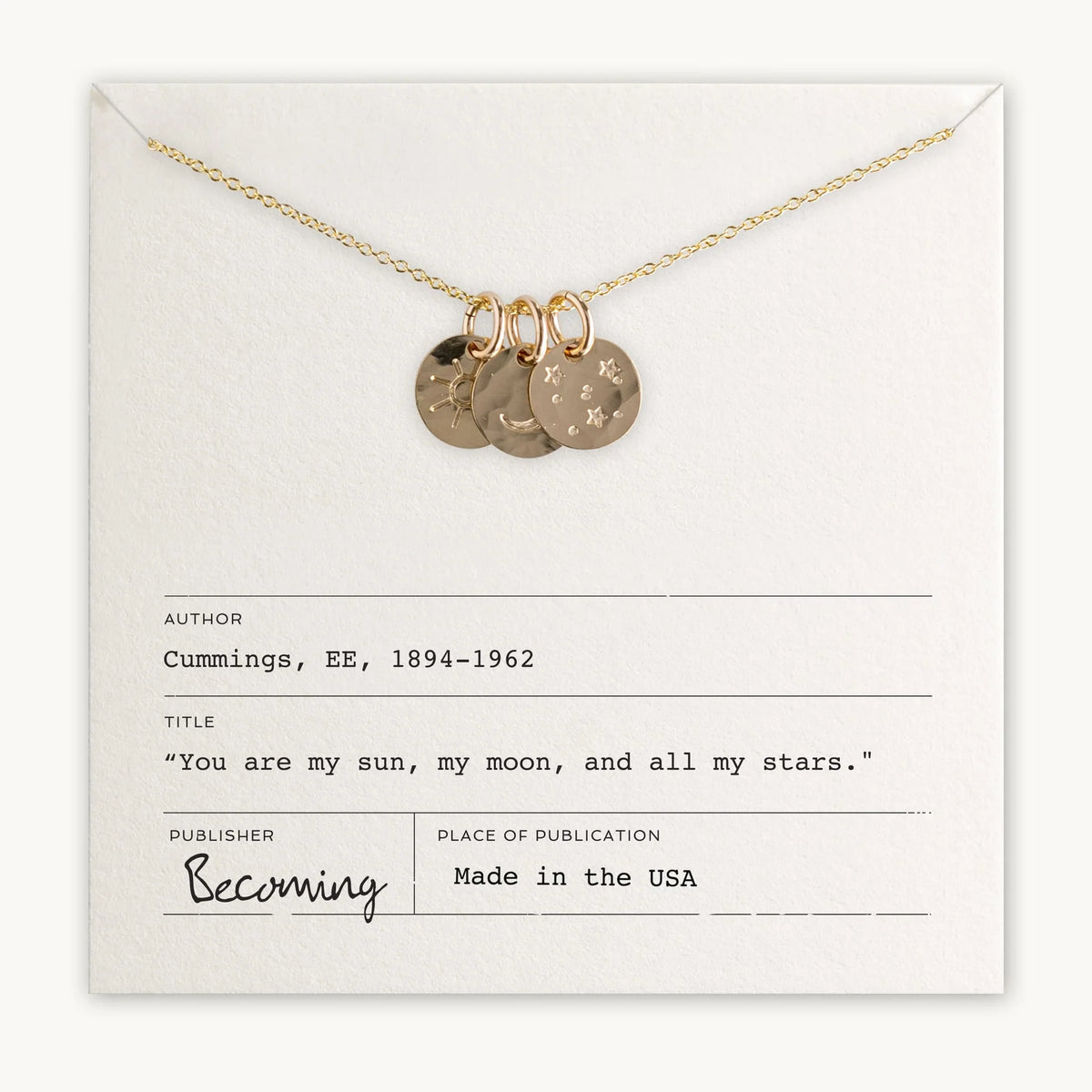 Cummings Sun Moon & Stars Necklace – Silver or Gold