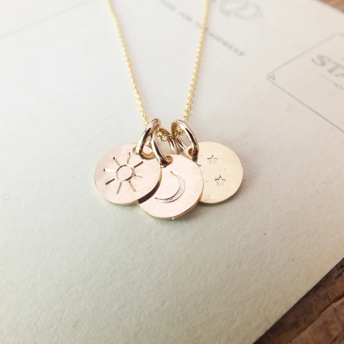 Cummings Sun Moon & Stars Necklace – Silver or Gold - Image 2