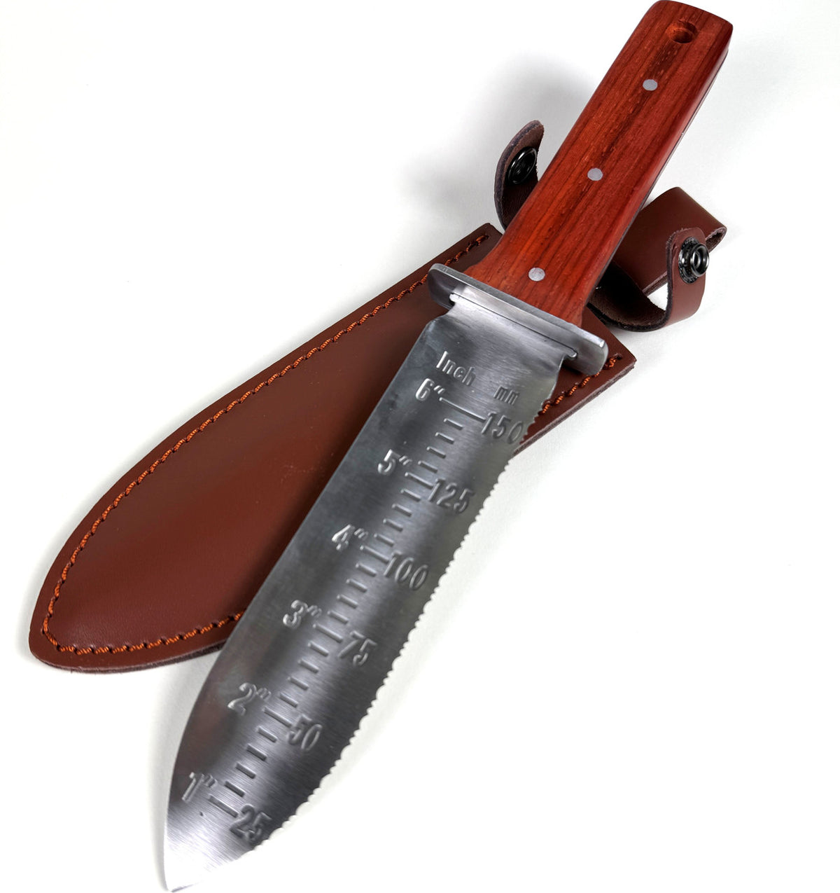 12.25″ Hori Hori Japanese Gardening Knife with 7″ Blade, Full Tang, Rosewood Handle - Image 2