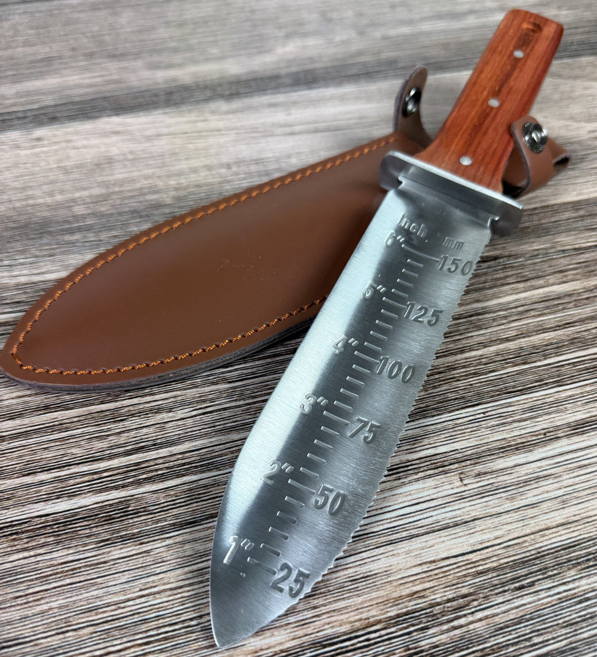 12.25″ Hori Hori Japanese Gardening Knife with 7″ Blade, Full Tang, Rosewood Handle - Image 4