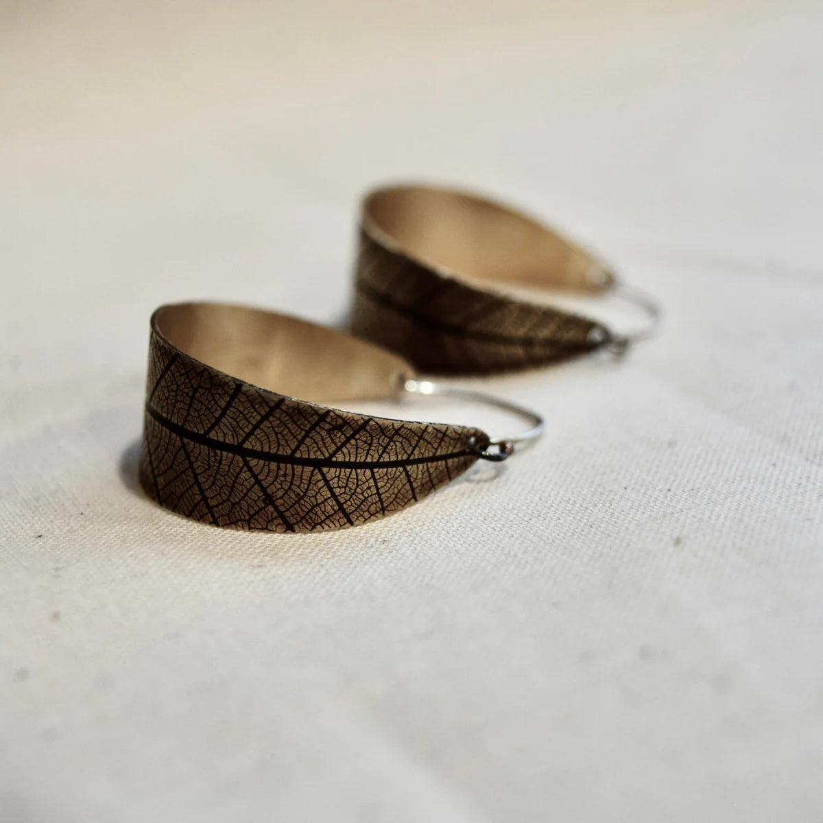 Leaf Hoops – Brass or Sterling Silver - Image 2