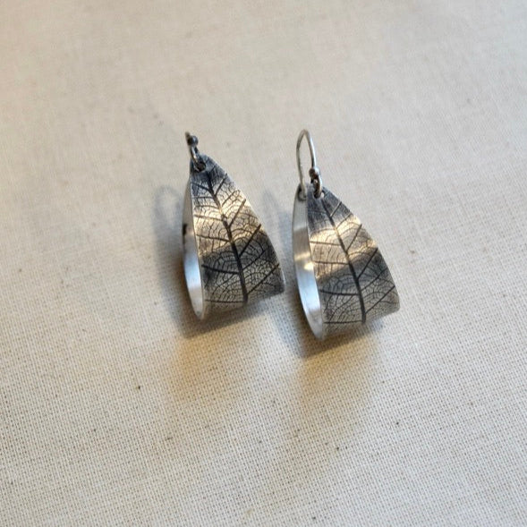 Leaf Hoops – Brass or Sterling Silver - Image 5