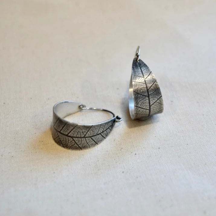 Leaf Hoops – Brass or Sterling Silver - Image 3