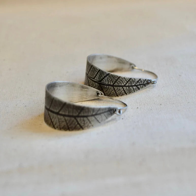 Leaf Hoops – Brass or Sterling Silver - Image 4