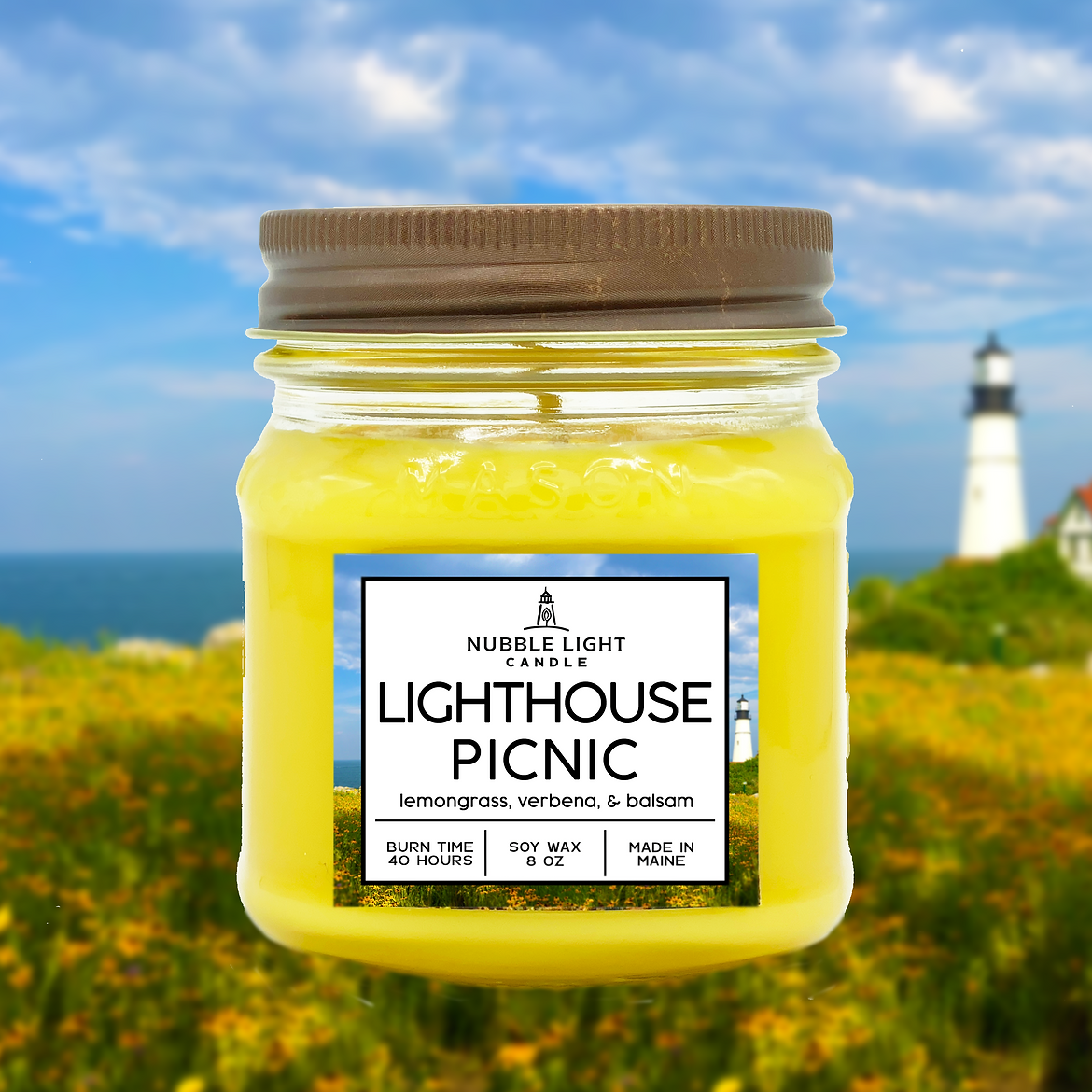 Lighthouse Picnic 8oz. Scented Soy Candle - Image 2