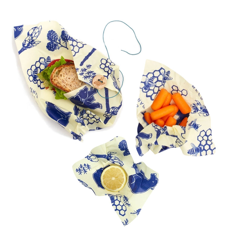 Bee’s Wrap Lunch 3 Pack – Bees & Bears Print - Image 2