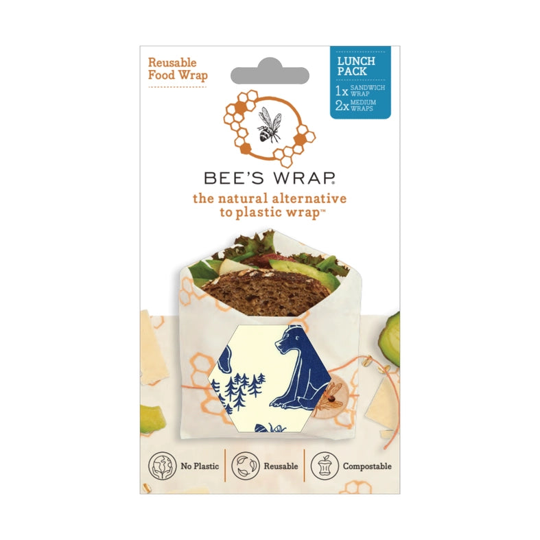 Bee’s Wrap Lunch 3 Pack – Bees & Bears Print - Image 3