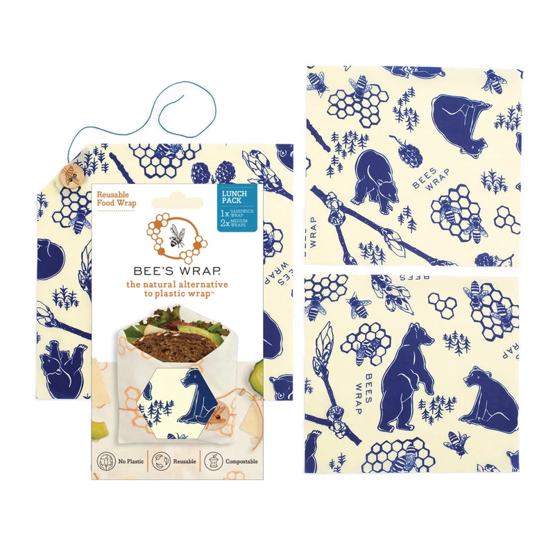 Bee’s Wrap Lunch 3 Pack – Bees & Bears Print