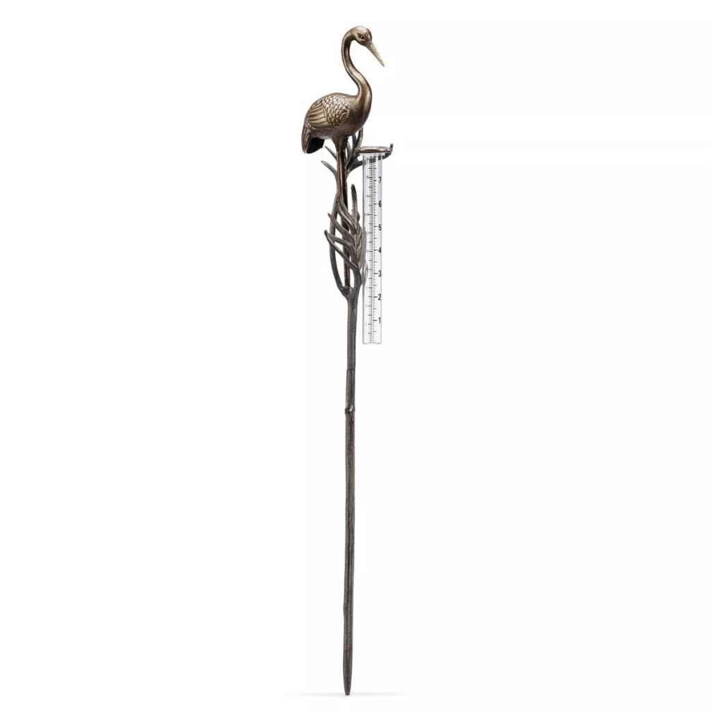 Crane Rain Gauge Garden Stake