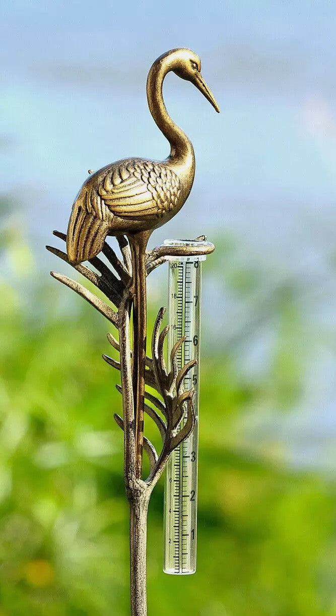 Crane Rain Gauge Garden Stake - Image 4