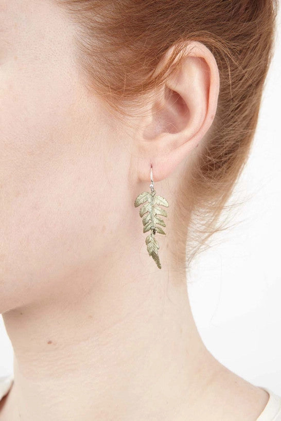Fern Large Single Leaf Wire Earrings - Image 2