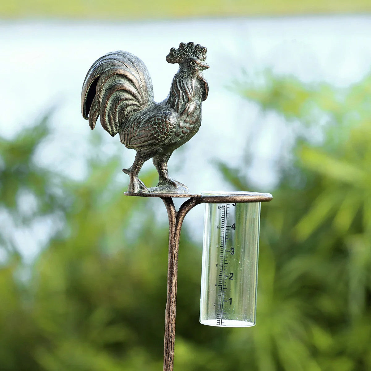 Rooster Rain Gauge Garden Stake - Image 2